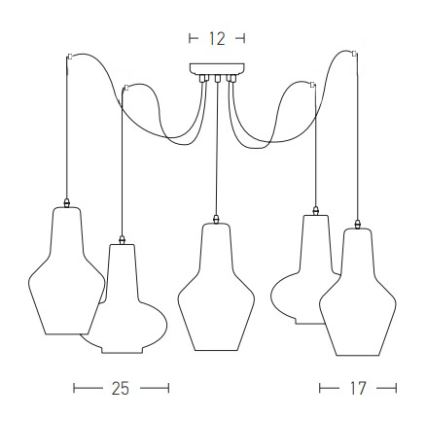 Zambelis 17150 - Chandelier on a string 5xE27/40W/230V spider