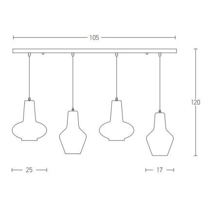 Zambelis 17151 - Chandelier on a string 4xE27/40W/230V