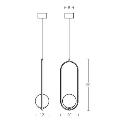 Zambelis 18142-BR - Chandelier on a string 1xG9/9W/230V