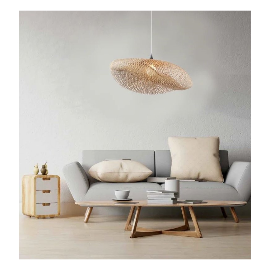 Zambelis 19103 - Chandelier on a string 1xE27/40W/230V bamboo/beige