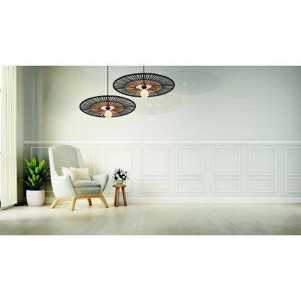 Zambelis 19104 - Chandelier on a string 1xE27/40W/230V bamboo/black