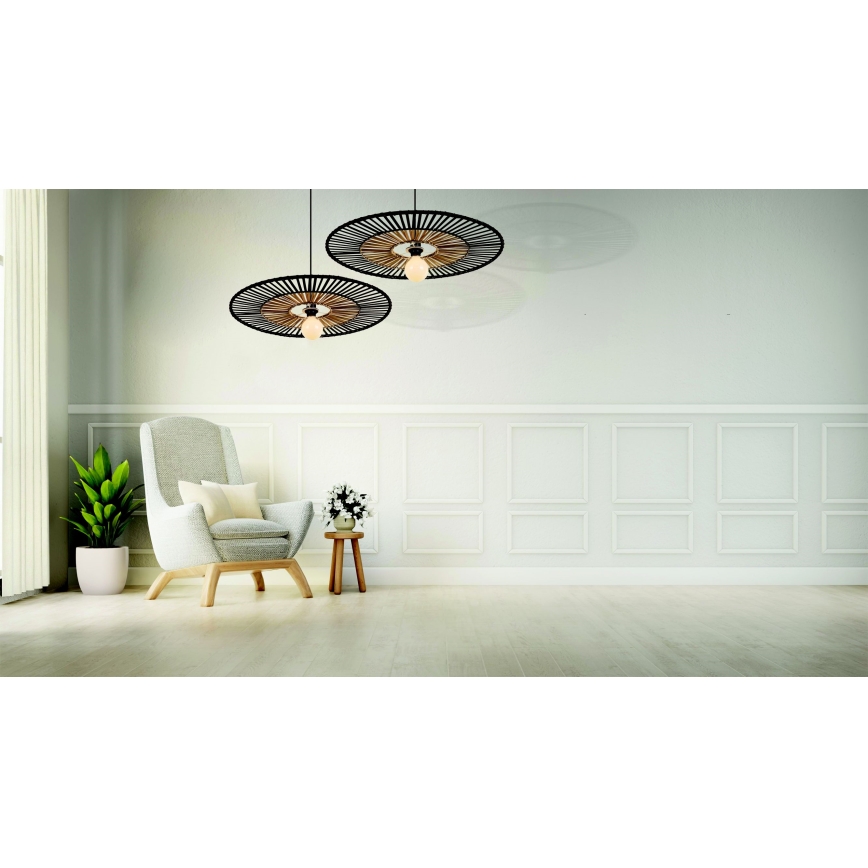 Zambelis 19104 - Chandelier on a string 1xE27/40W/230V bamboo/black