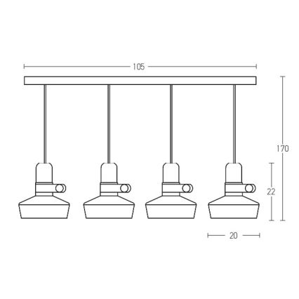 Zambelis 1993-W - Chandelier on a string 4xE27/40W/230V white