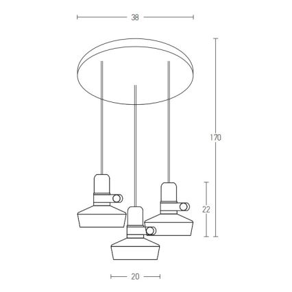 Zambelis 1994-W - Chandelier on a string 3xE27/40W/230V white