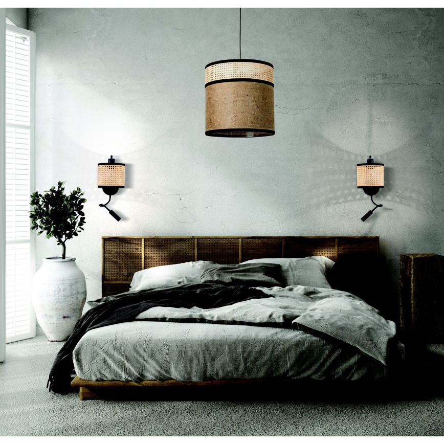 Zambelis 20355 - LED Wall lamp 1xE27/40W + LED/3W/230V rattan