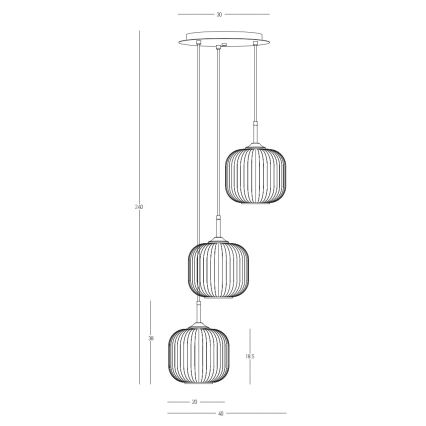 Zambelis 22073 - Chandelier on a string 3xE27/40W/230V