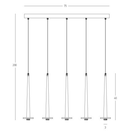 Zambelis 22112 - LED Dimmable chandelier on a string 5xLED/3W/230V CRI90 black