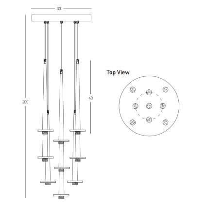 Zambelis 22113 - LED Dimmable chandelier on a string 9xLED/3W/230V CRI90 black