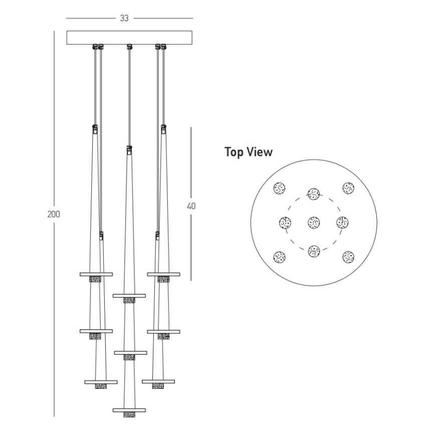 Zambelis 22113 - LED Dimmable chandelier on a string 9xLED/3W/230V CRI90 black