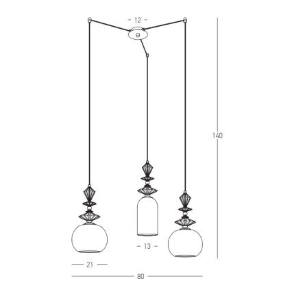 Zambelis 22152 - Chandelier on a string 3xE27/40W/230V spider ceramics