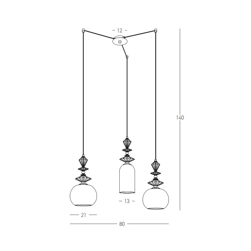 Zambelis 22152 - Chandelier on a string 3xE27/40W/230V spider ceramics