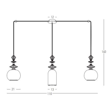 Zambelis 22153 - Chandelier on a string 3xE27/40W/230V spider ceramics