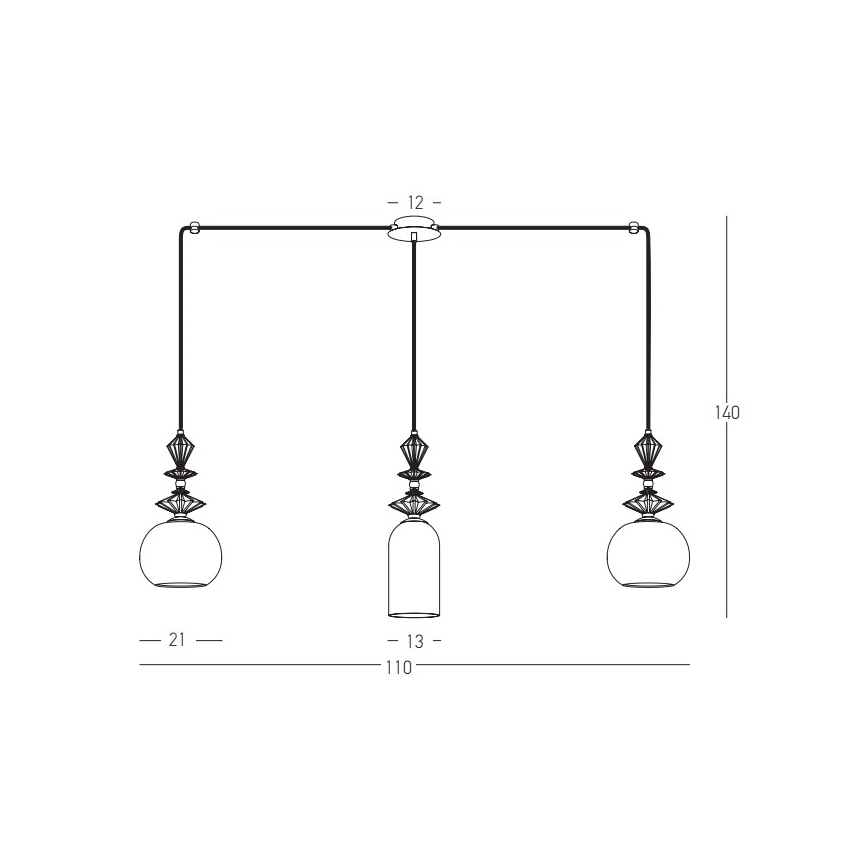 Zambelis 22153 - Chandelier on a string 3xE27/40W/230V spider ceramics