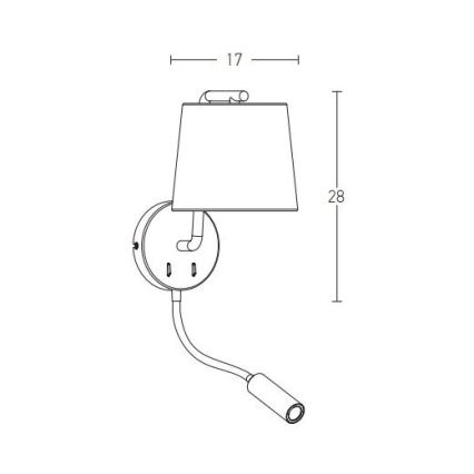 Zambelis H57 - LED Flexible light LED/3W + 1xE27/40W/230V black
