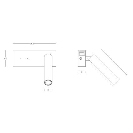 Zambelis H74 - LED Wall light LED/3W/230V USB white
