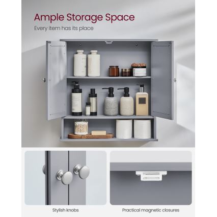 ZARA Mirrored Bathroom Cabinet, 58.5 x 56.5 cm, Grey