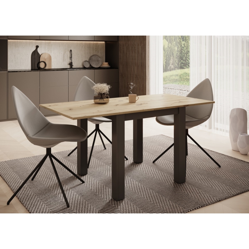 ZARO Extendable Dining Table 80/160x80 cm Artisan Oak/Black