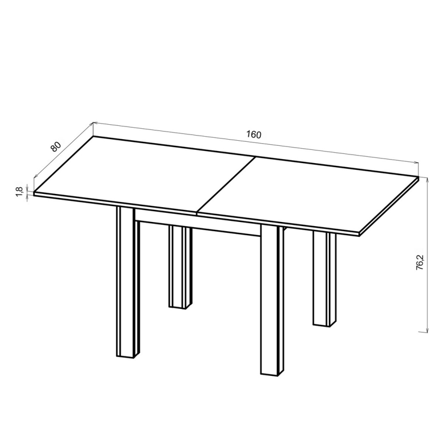 ZARO Extendable Dining Table, Artisan Oak/Black