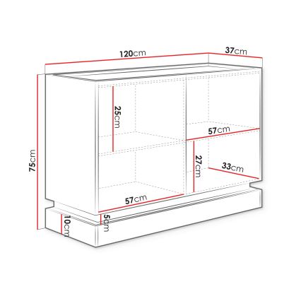 ZARPANT Chest of Drawers 75x120 cm Beige / Cremona Oak