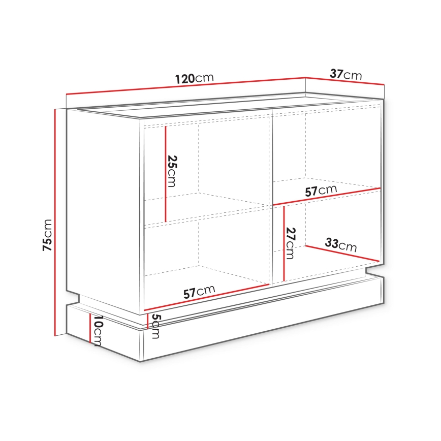 ZARPANT Chest of Drawers 75x120 cm Beige / Cremona Oak