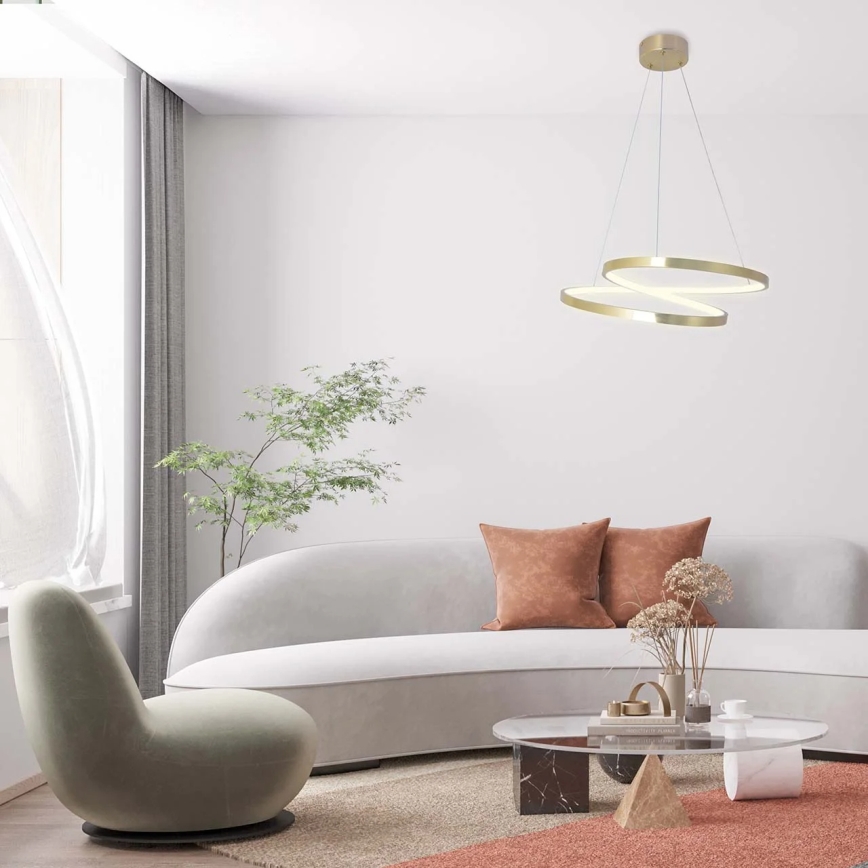 ZEFIRA LED cable pendant lamp, LED/40W/230V, 4000K, diam. 50 cm, gold