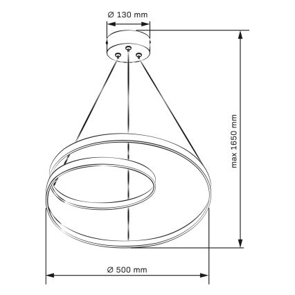 ZEFIRA LED cable pendant lamp, LED/40W/230V, 4000K, diam. 50 cm, gold
