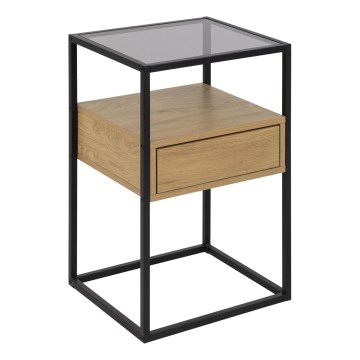 ZEIN Bedside Table Oak/Black