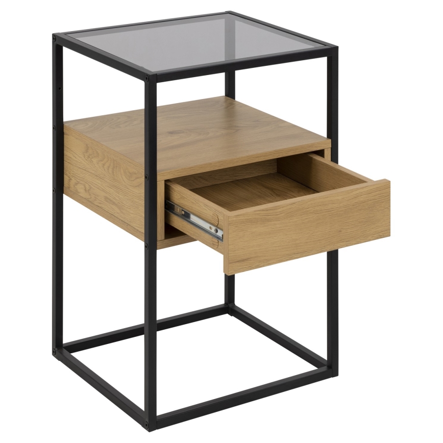 ZEIN Bedside Table Oak/Black