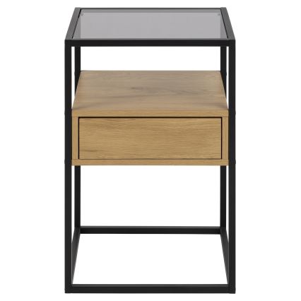 ZEIN Bedside Table Oak/Black