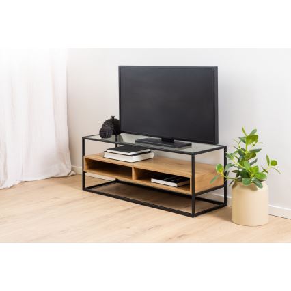 ZEIN TV Stand, Oak/Black