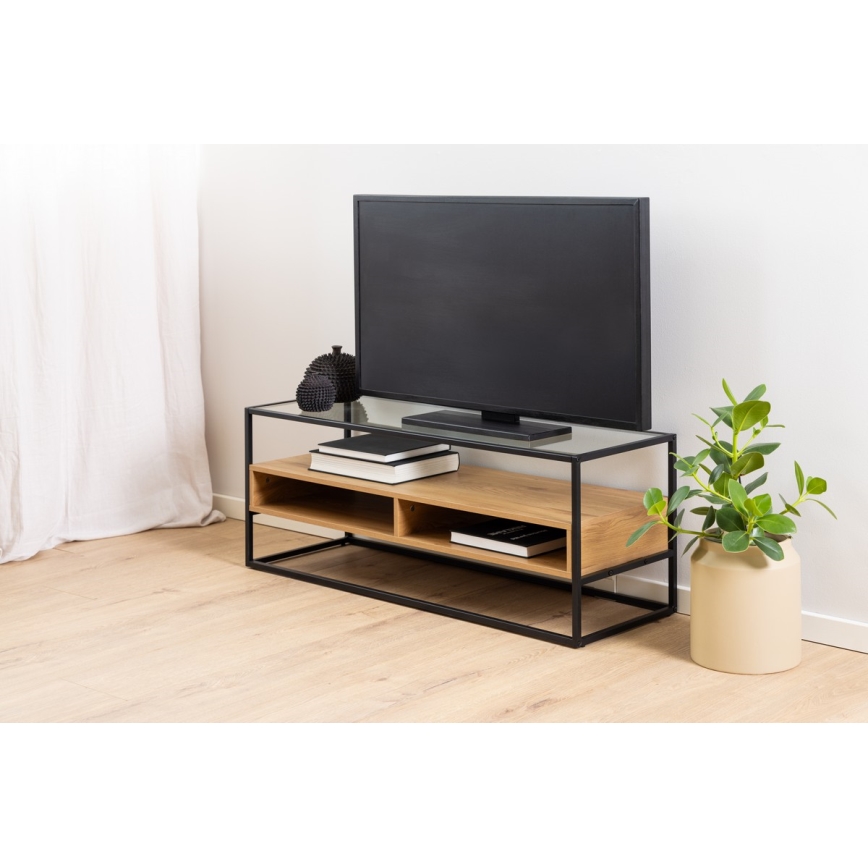 ZEIN TV Stand, Oak/Black