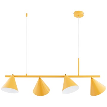 ZELTA cable-suspended pendant light, 4x E27 (max 15W) / 230V, yellow finish