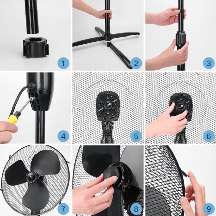 ZEVENTI - FLOW 40W/230V Pedestal Fan, Black