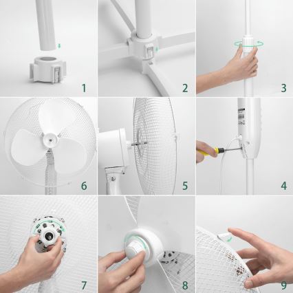 ZEVENTI - FLOW Pedestal Fan 40W/230V White