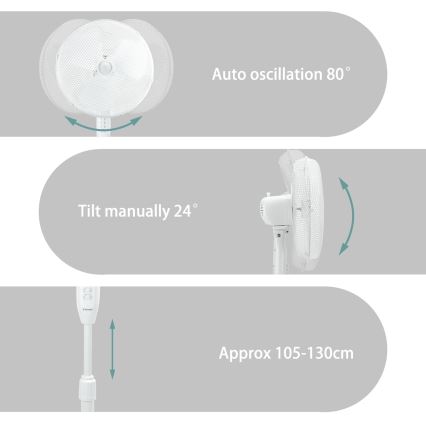ZEVENTI - FLOW Pedestal Fan 40W/230V White