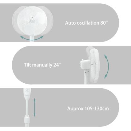 ZEVENTI - FLOW Pedestal Fan 45W/230V 120 cm White