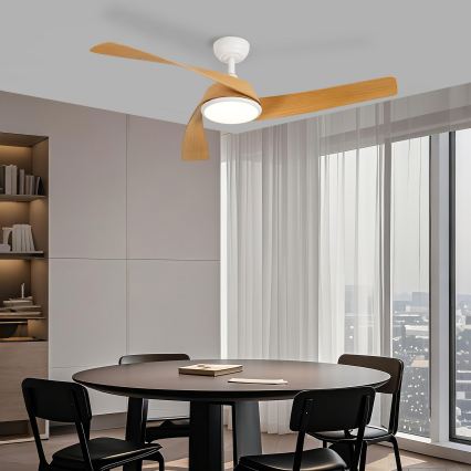 ZEVENTI - AERYS LED Dimmable Ceiling Fan LED/24W/230V 3000/4000/6000K Tuya Wi-Fi White/Oak + Remote Control