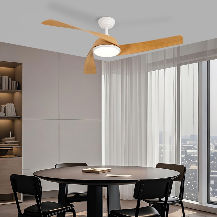 ZEVENTI - AERYS LED Dimmable Ceiling Fan LED/24W/230V 3000/4000/6000K Tuya Wi-Fi White/Oak + Remote Control