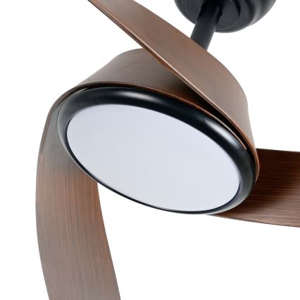 ZEVENTI - AERYS LED Dimmable Ceiling Fan LED/24W/230V 3000/4000/6000K Wi‑Fi Tuya Black/Walnut + Remote Control