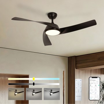 ZEVENTI - AERYS LED Dimmable Ceiling Fan LED/24W/230V 3000/4000/6000K Tuya Wi-Fi, Black + Remote Control