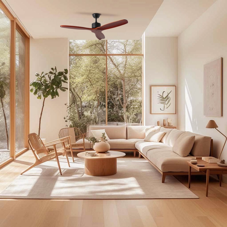 ZEVENTI - Ceiling fan CUENCA Wi-Fi Tuya black/oak + remote control