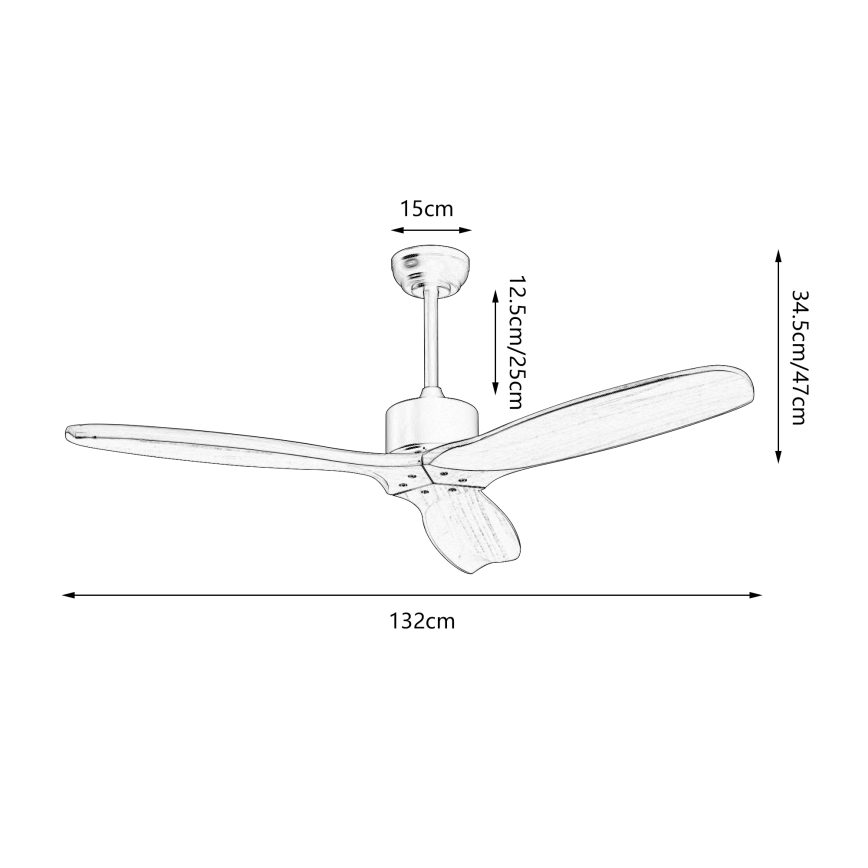 ZEVENTI - Ceiling fan CUENCA Wi-Fi Tuya black/oak + remote control