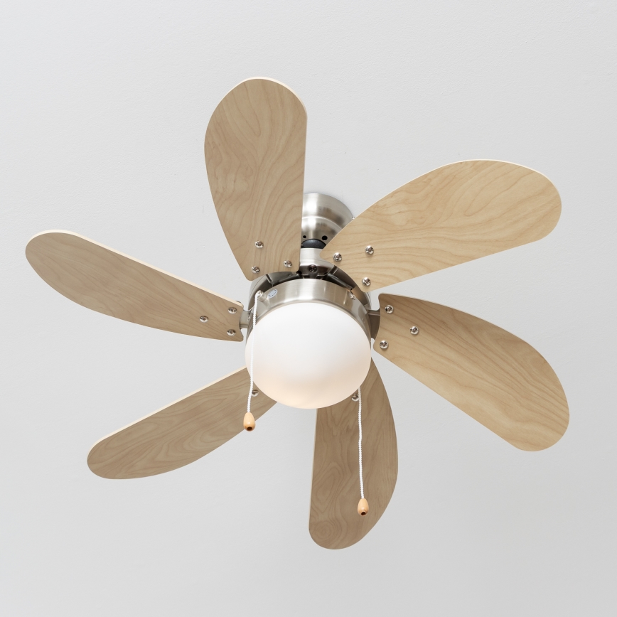 ZEVENTI - Ceiling fan FAMARA 1xE14/60W/230V beige