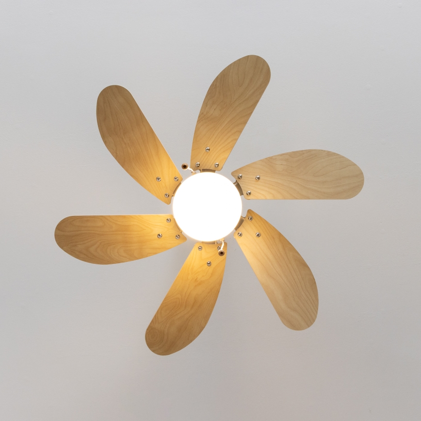 ZEVENTI - Ceiling fan FAMARA 1xE14/60W/230V beige
