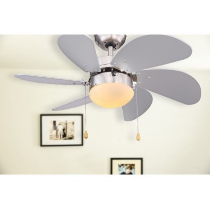 ZEVENTI - Ceiling fan FAMARA 1xE14/60W/230V grey