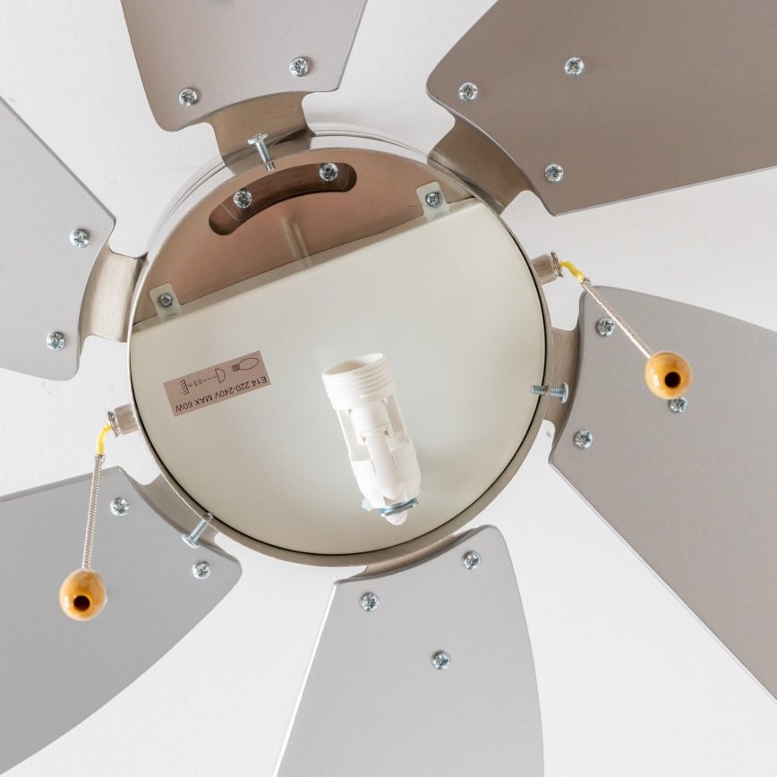 ZEVENTI - Ceiling fan FAMARA 1xE14/60W/230V grey