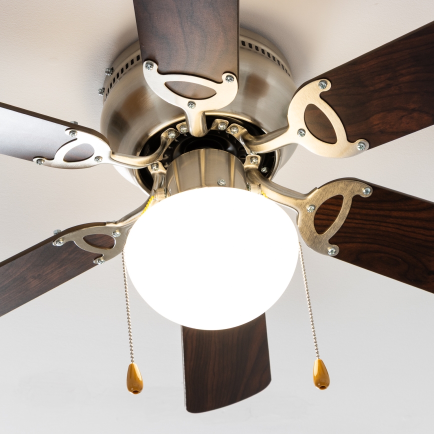 ZEVENTI - Ceiling fan GALDANA 1xE27/60W/230V brown/beige