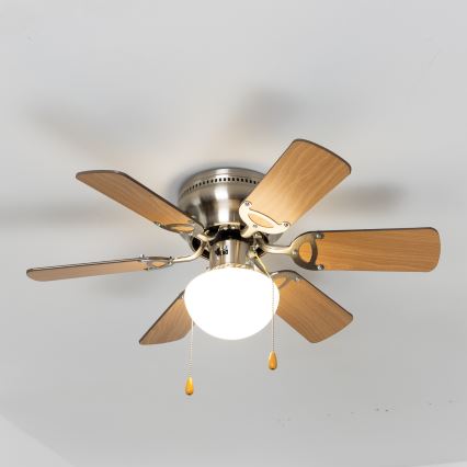 ZEVENTI - Ceiling fan GALDANA 1xE27/60W/230V brown/beige