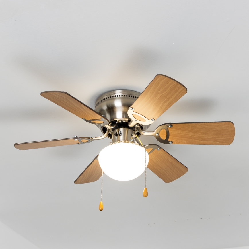 ZEVENTI - Ceiling fan GALDANA 1xE27/60W/230V brown/beige