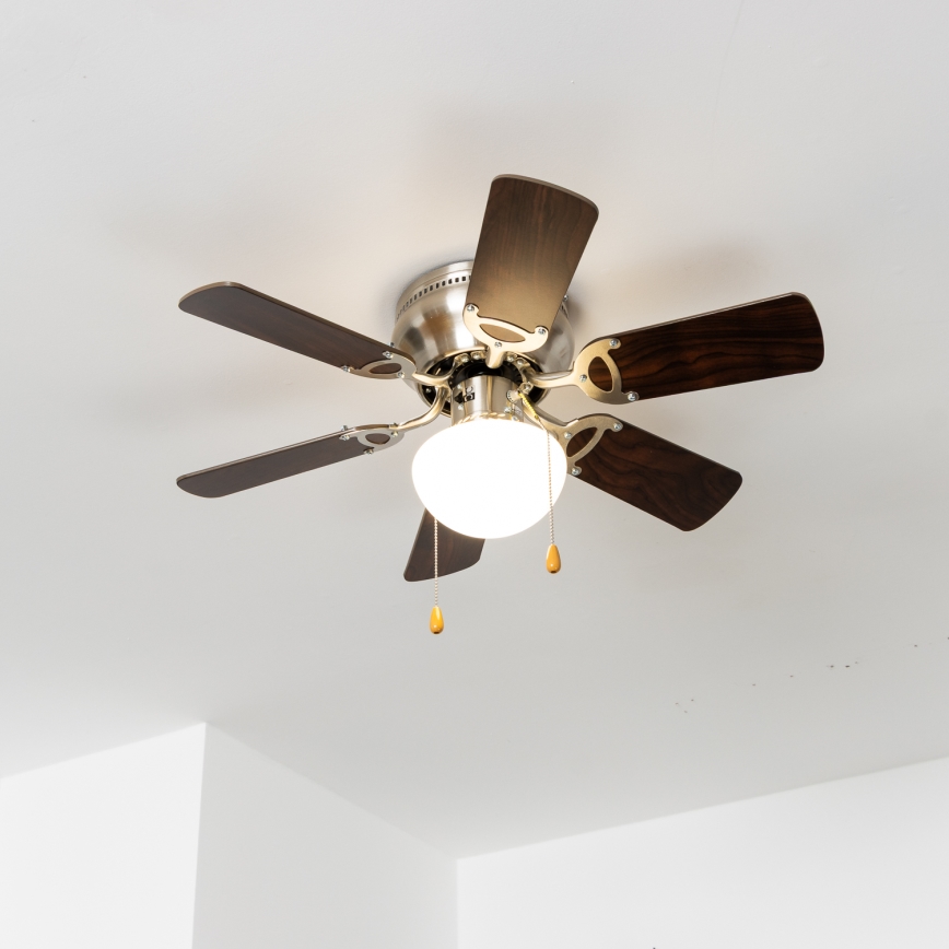 ZEVENTI - Ceiling fan GALDANA 1xE27/60W/230V brown/beige